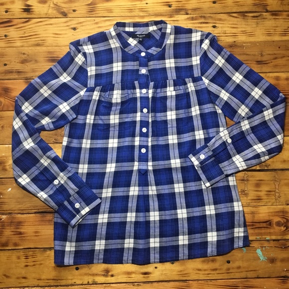 Madewell | Smocked Plaid Pull Over - Picture 2 of 6